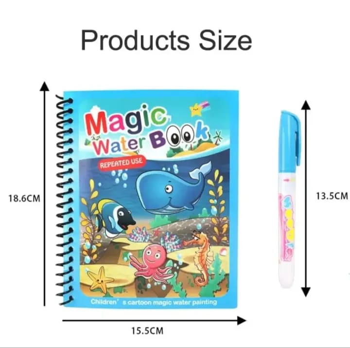 Magic Water Drawing Book – Reusable Doodle Book with Pen for Kids - kidz learing toyes