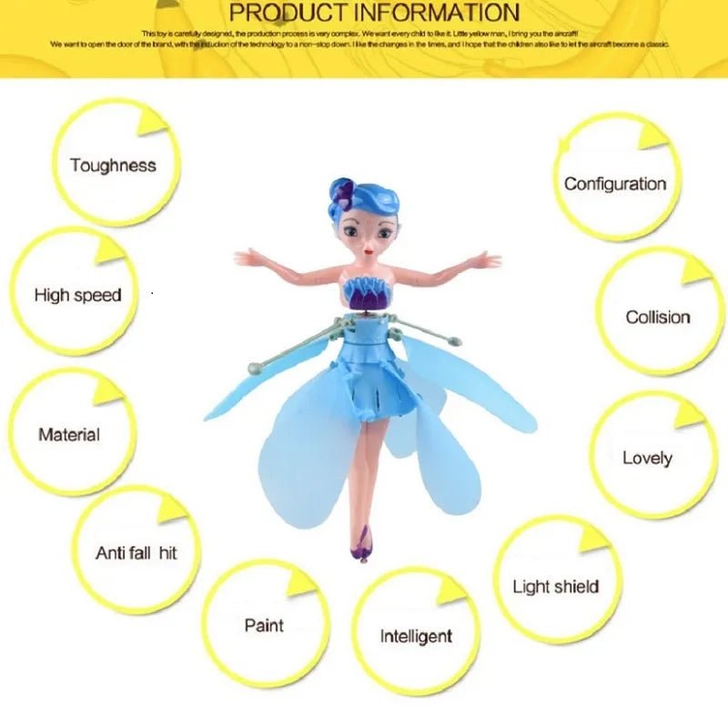 Magic Flying Fairy Princess Doll – USB Rechargeable, Gesture - Sensing Indoor Flying Toy - kidz learing toyes