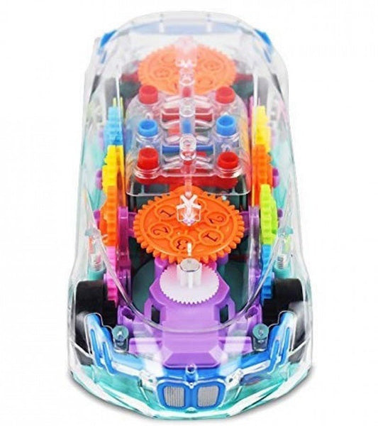 Transparent Gear Toy Car for Kids – Automatic Bump and Go Vehicle with Lights and Music | Educational and Interactive Toy Car - kidz learing toyes