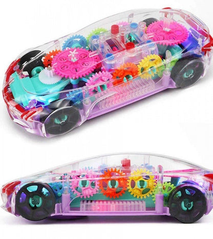 Transparent Gear Toy Car for Kids – Automatic Bump and Go Vehicle with Lights and Music | Educational and Interactive Toy Car - kidz learing toyes