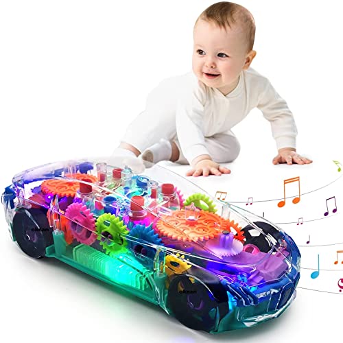 Transparent Gear Toy Car for Kids – Automatic Bump and Go Vehicle with Lights and Music | Educational and Interactive Toy Car - kidz learing toyes